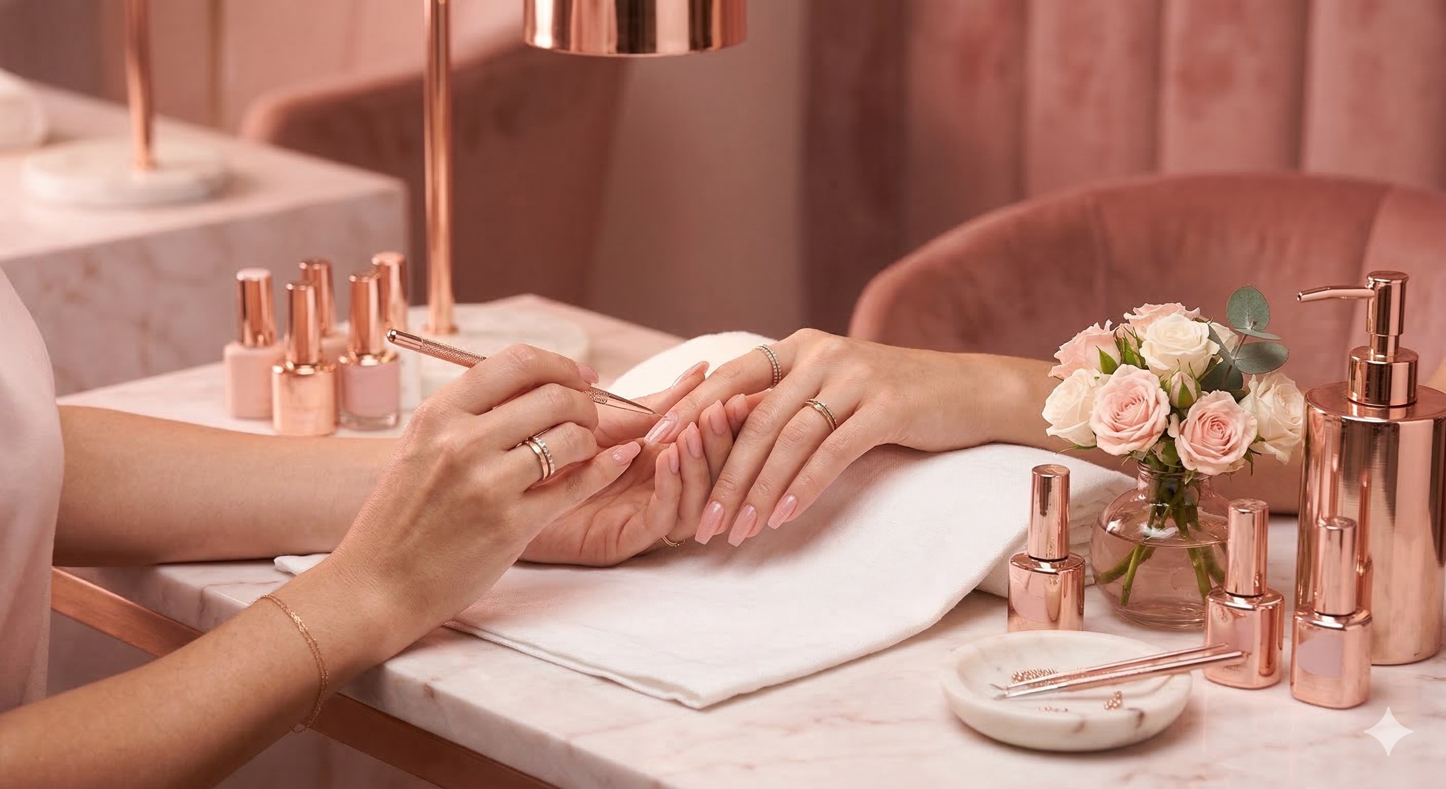 Interior del salón MaGaShiu Nails — atmósfera elegante y profesional